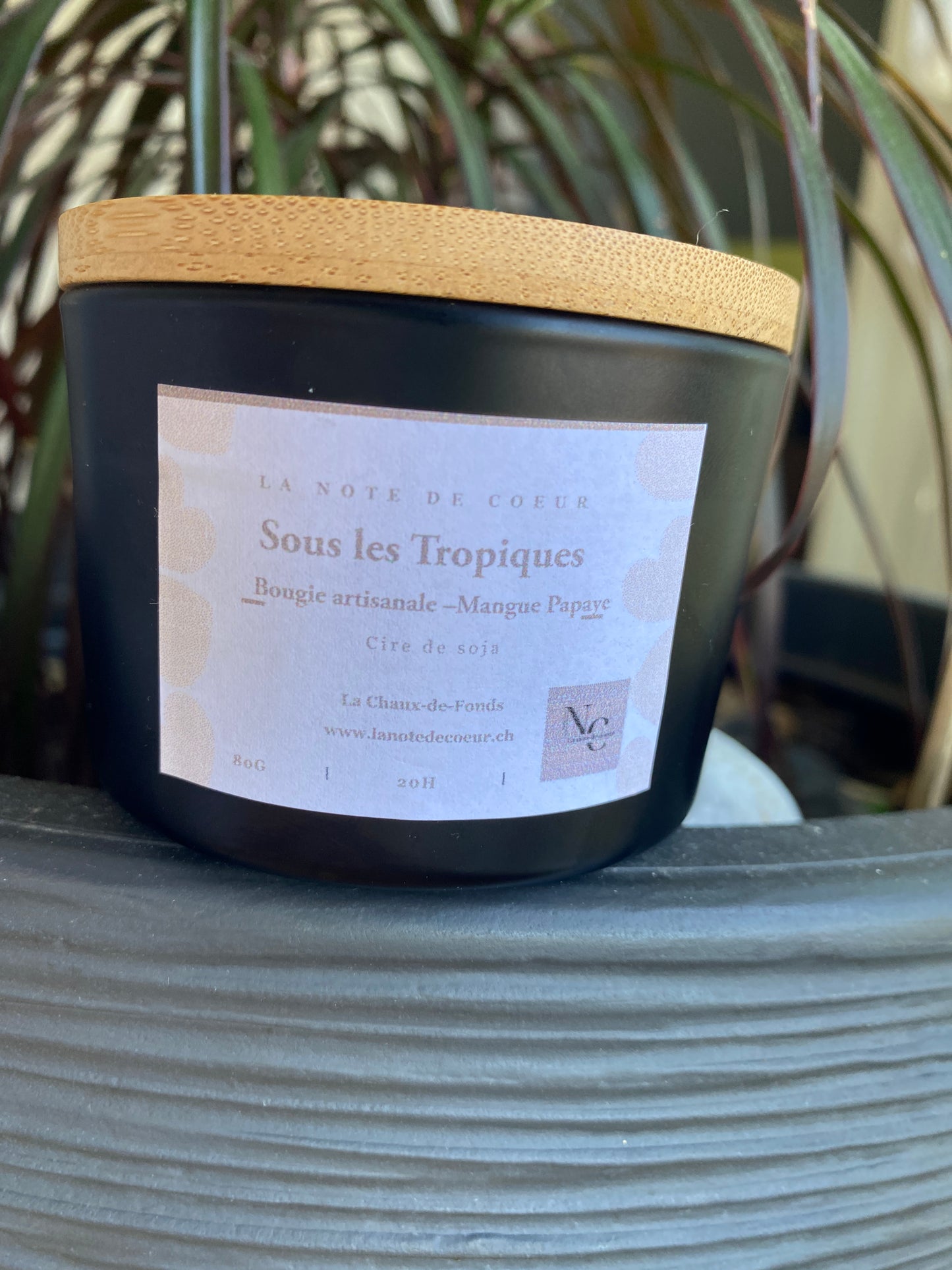 Sous les Tropiques, bougie parfumée monoï, cire de soja 80g