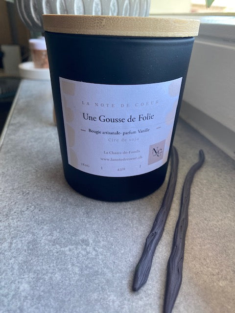 Une Gousse de folie  Bougie parfumée vanille, cire de soja 180g