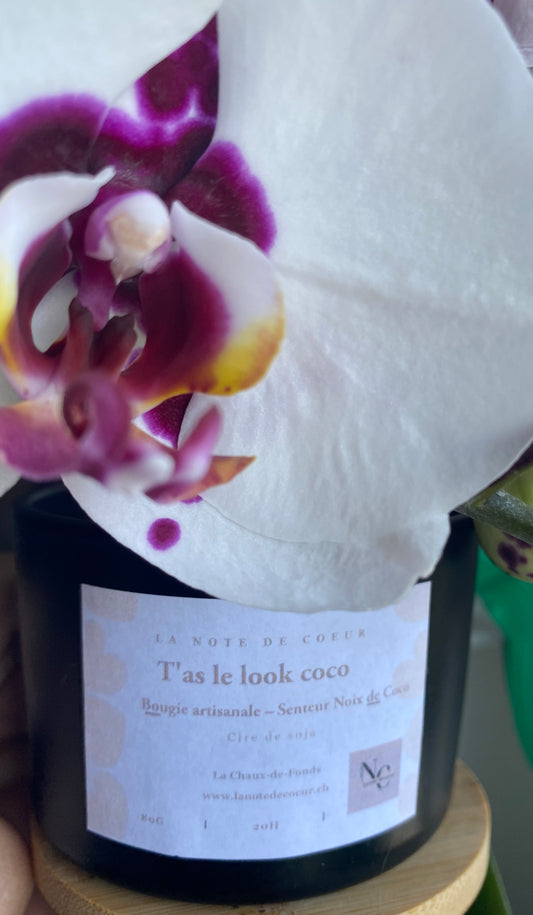 T'as le look Coco  Bougie parfumée noix de coco, cire de soja 80g