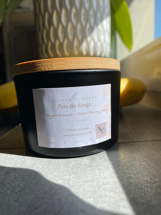 Bougie artisanale parfum fruité banane et fruits exotiques en cire de soja — La Note de Cœur