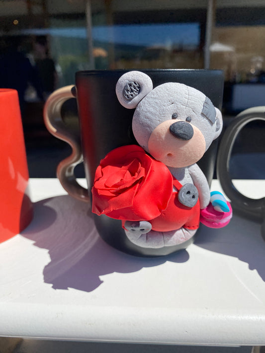 Mug Fimo  L'Ourson à la Rose